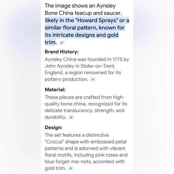 John Ansley Floral Sprays Porcelain Teacup and Saucer Set - Picture 13 of 13